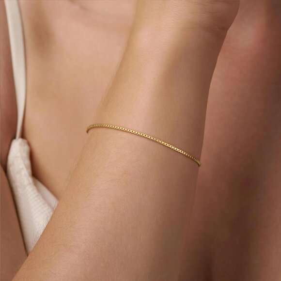 Gold Bracelets for Women Trendy, 14K Real Gold Plated Dainty Stackable Pearl Sna - Picture 4 of 7